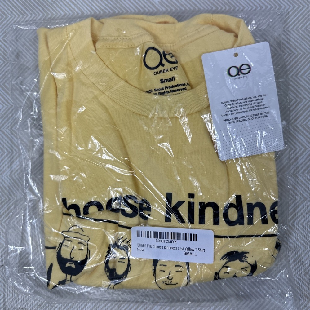 Queer Eye Short Sleeve Graphic Tee‎ Shirt Choose Kindness Mens Small Yellow NWT
